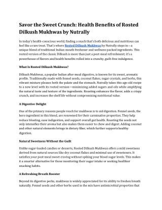 Savor the Sweet Crunch_ Health Benefits of Rosted Dilkush Mukhwas by Nutrally
