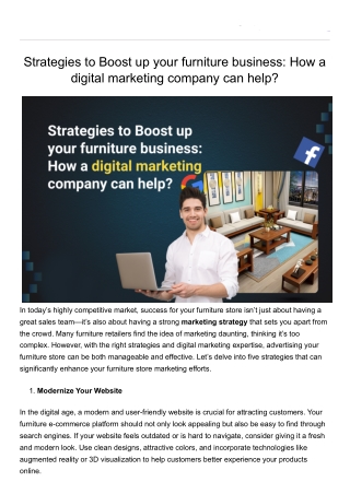 Strategies to Boost up your furniture business: How a digital marketing company