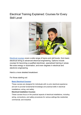 Electrical Training Explained_ Courses for Every Skill Level