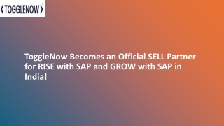 ToggleNow Is Now an Official SELL Partner for RISE with SAP and GROW with SAP in