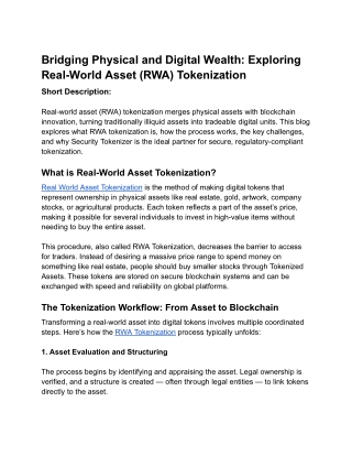 Unlocking Real-World Value_ A Deep Dive into Real-World Asset (RWA) Tokenization