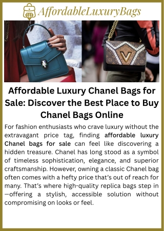 Affordable Luxury Chanel Bags for Sale Discover the Best Place to Buy Chanel Bags Online