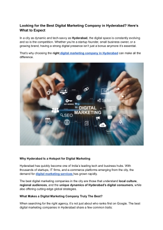 Looking for the Best Digital Marketing Company in Hyderabad