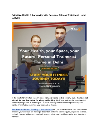 Prioritize Health & Longevity with Personal Fitness Training at Home in Delhi