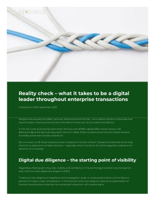 Due diligence checks: How to be a Digital Leader During  Business Transactions