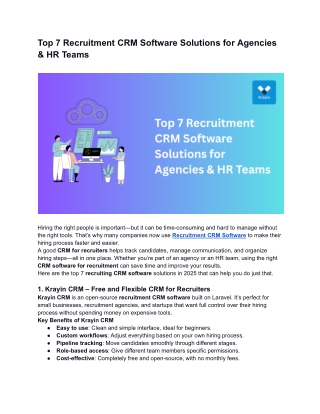 Top 7 Recruitment CRM Software Solutions for Agencies & HR Teams