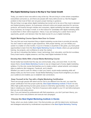 Why Digital Marketing Course is the Key to Your Career Growth