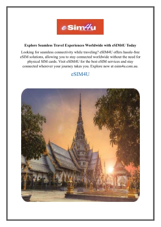 Explore Seamless Travel Experiences Worldwide with eSIM4U Today