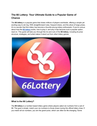 The 66 Lottery_ Your Ultimate Guide to a Popular Game of Chance