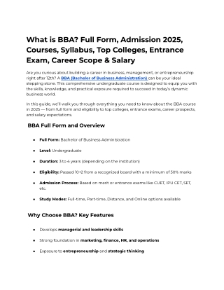 What is BBA? Full Form, Courses, Career & Salary 2025