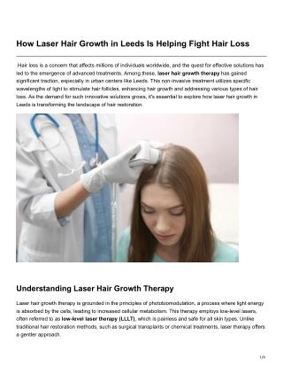 How Laser Hair Growth in Leeds Is Helping Fight Hair Loss