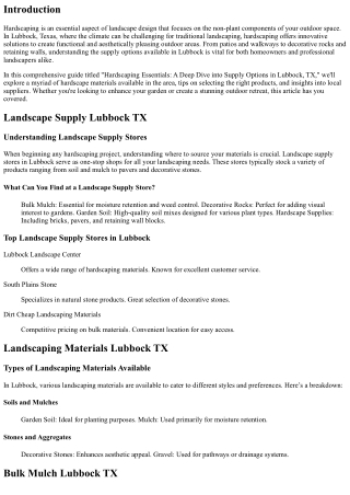 Hardscaping Essentials: A Deep Dive into Supply Options in Lubbock, TX