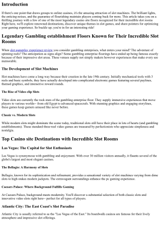 Legendary Casino Floors Recognized for Their Unbelievable Port Rooms