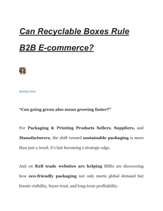 Can Recyclable Boxes Rule B2B E-commerce