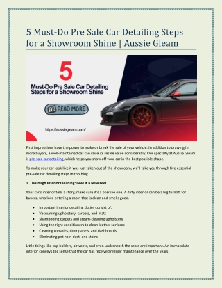 5 Must-Do Pre Sale Car Detailing Steps for a Showroom Shine