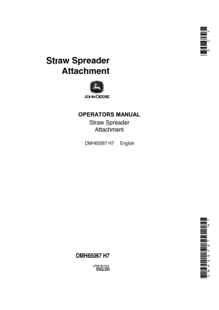 John Deere Straw Spreader Attachment Operator’s Manual Instant Download (Publication No.OMH65067)
