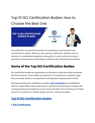 Top 10 ISO Certification Bodies