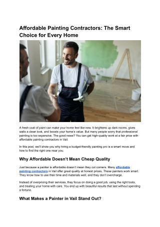 Affordable Painting Contractors_ The Smart Choice for Every Home