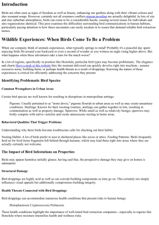 Wildlife Encounters: When Birds Become a Problem