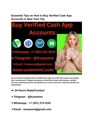 Essential Tips on How to Buy Verified Cash App Accounts in New York City