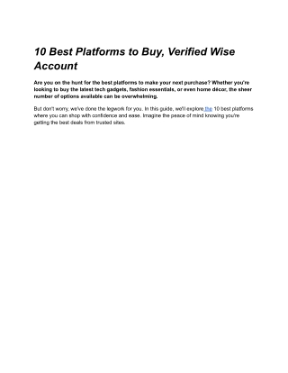 10 Best Platforms to Buy, Verified Wise Account (1)
