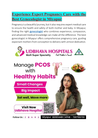Experience Expert Pregnancy Care with the Best Gynecologist in Miyapu1