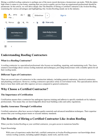 The Benefits of Hiring a Certified Contractor Like Avalon Roofing