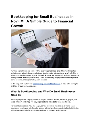 Bookkeeping for Small Businesses in Novi, MI: A Simple Guide to Financial Growth