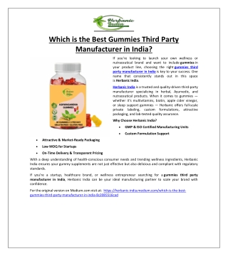 Which is the Best Gummies Third Party Manufacturer in India?