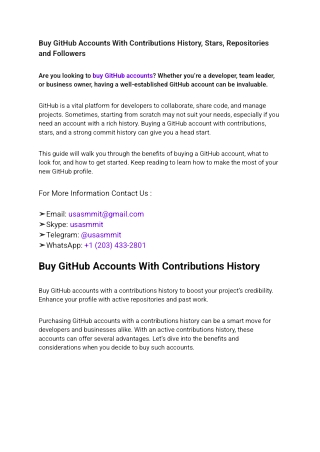 10 Buy GitHub Accounts With Contributions History, Stars, Repositories and Followers