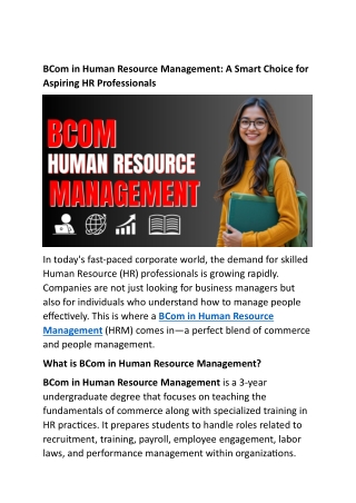 BCom in Human Resource Management