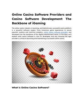 Online Casino Software Providers and Casino Software Development