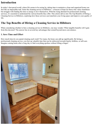The Top Benefits of Hiring a Cleaning Service in Hillsboro