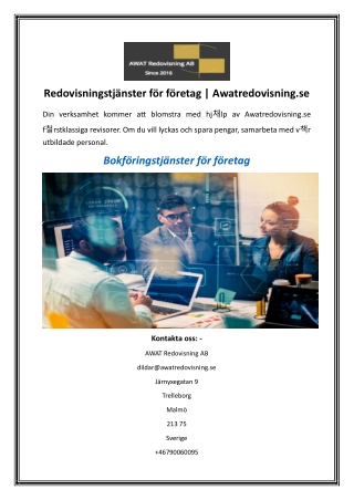Redovisningstjänster för företag Awatredovisning.se.