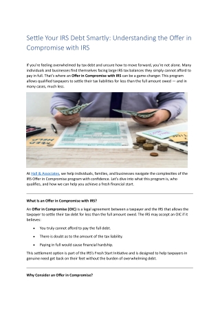 Settle Your IRS Debt Smartly: Understanding the Offer in Compromise with IRS