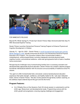 Winter Springs personal training for kids and teens