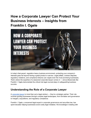 Why Every Business Needs a Corporate Lawyer: Insights from Franklin I. Ogele