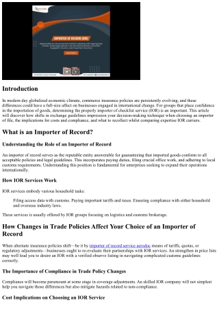 Grasping the Impact of Alterations in Trade Regulations on Choosing an IOR for Y
