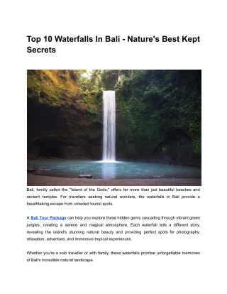 Waterfalls In Bali