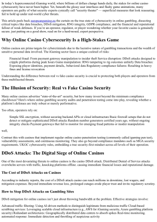 Is Your Online Casino's Cybersecurity Just 'Security Theater'?