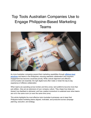 Top Tools Australian Companies Use to Engage Philippine-Based Marketing Teams