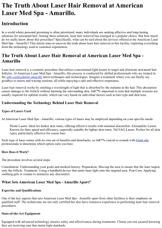 The Truth About Laser Hair Removal at American Laser Med Spa - Amarillo.