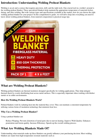 How to Choose the Right Welding Preheat Blanket for Your Project