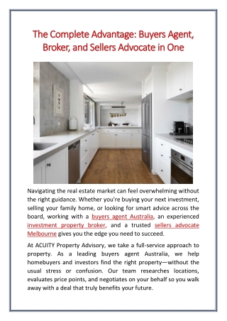 The Complete Advantage Buyers Agent, Broker, and Sellers Advocate in One