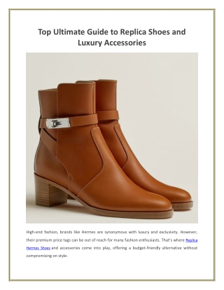 Top Ultimate Guide to Replica Shoes and Luxury Accessories