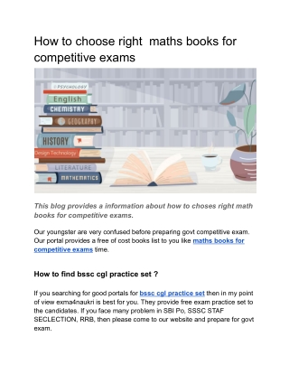 How to choose right  maths books for competitive exams