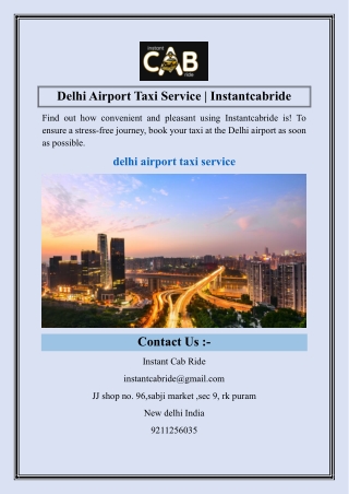 Delhi Airport Taxi Service  Instantcabride