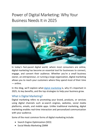 Power of Digital Marketing: Why Your Business Needs It in 2025