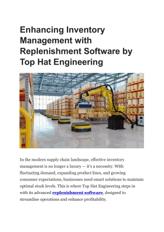Boost Inventory Efficiency with Top Hat Engineering's Replenishment Software