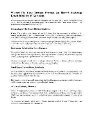 Wizard IT Your Trusted Partner for Hosted Exchange Email Solutions in Auckland